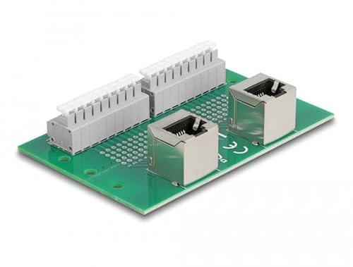 DeLOCK RJ45 2 x Buchse auf 2 x Klemmenblock mit Druckknopf für abgewinkelte DIN-Schiene Marke