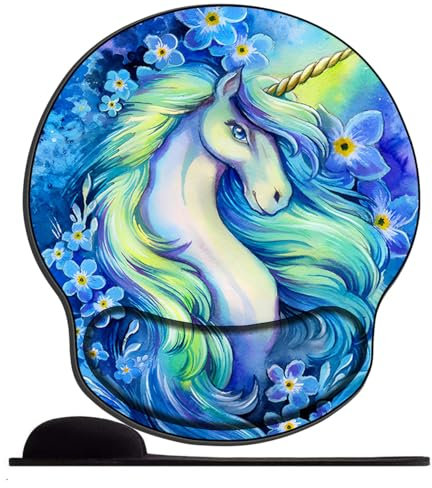 Tapis de Souris avec Repose Poignet Licorne orchidée Ergonomique Repose Poignet Gel avec Gel Antidérapant à Base de PU Tapis Souris Ergonomique Support Souris pour Bureau