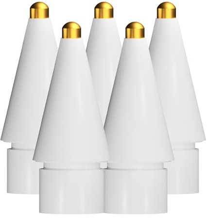 MMOBIEL 1.0mm Metal Pencil Tips Compatible with Apple Pencil 1st/2nd Gen/USB-C/Pro – 5 Pieces Replacement Metal Tips Compatible with Apple iPencil – iPencil Nibs - White
