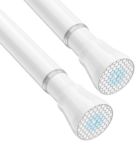 Zipglo Shower Curtain Pole 2pcs Extendable Pole 75-162 Cm, White Tension Rod for Curtains Shower Rods Extendable No Drill Spring Curtain Rod for Kitchen, Bathroom