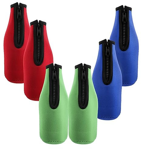 Caoruiy Beer Bottle Sleeves,Beer Bottle Cooler Sleeves Keep Drink Cold Zip-Up Neoprene Insulated Sleeve Cover
