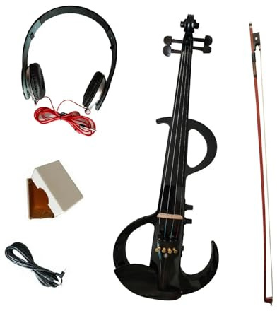 violino per principianti Set Violino Elettrico Con Raccordi Violino Con Custodia Rigida Acousti Arco Per Violino Cavo Per Cuffie Custodia Per Il Trasporto Accessori (Color : Upgraded black)