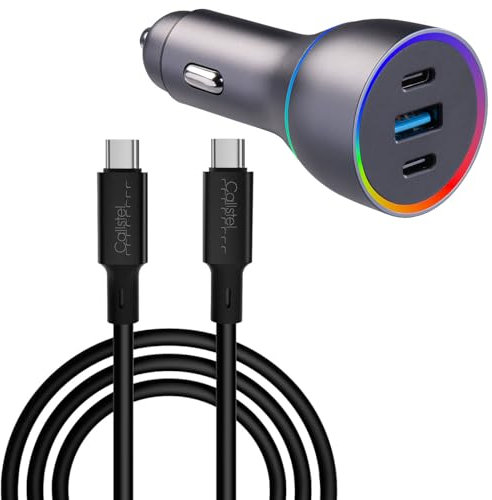 revolt 12V USB: 135 Watt Kfz-USB Ladegerät 12/24V, USB-C-Silikon-Ladekabel 2 m (Auto Handy-Ladegerät iPhone, Kfz-Handy-Ladegerät USB-C, Autoladekabel)