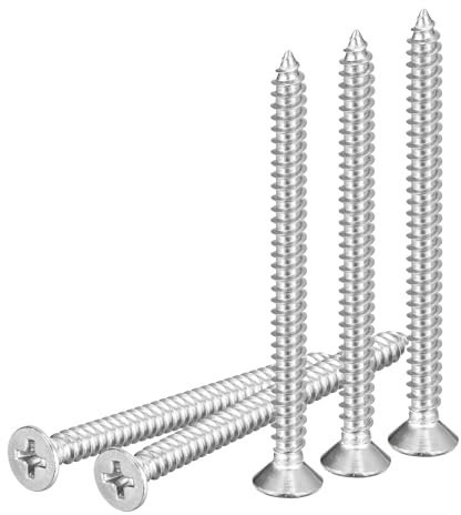 DTGN 50Pcs #8x2 Flat Head Wood Screws, 304 Stainless Steel Phillips Self Tapping Screws - Good for Woodworking, Furniture - Silver