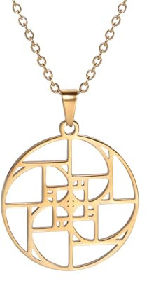 Fibonacci Spirale Halskette Goldener Schnitt Halskette Goldener Schnitt Anhänger Fibonacci-Zahlen Schmuck Heilige Geometrie Mathematik Lehrer Architekt Geschenke Frauen Männer (Fibonacci Gold2)