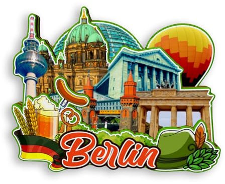 Quwsne Kühlschrankmagnet Berlin Deutschland Kühlschrankmagnet Stadt Reise Souvenirs Touristengeschenke 3D klassische Sehenswürdigkeiten handgefertigt Handwerk Heimdekoration -1168, QS-WC-1168