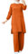 Bluelucon Damen Kleid Muslimisches Einfarbig zweiteiliges Set,damen Lose hose und Komfortabel top Islamisches kleidung kostüm damen elegant 2 teiler Orange,S