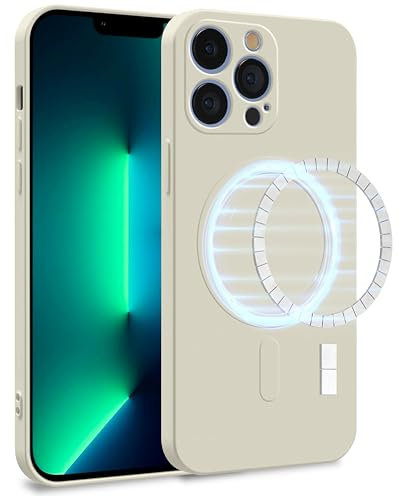 MyGadget Funda [ Compatible con MagSafe ] para Apple iPhone 13 Pro en Silicona TPU - Carcasa de Doble Capa - Case Resistente Antigolpes y Anti choques - Ultra Protectora Blanquecino