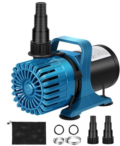 TONGCHANT - 100W 1800GPH Submersible Water Pump for Koi Ponds, Fountains, Garden, Waterfalls and Aquariums, Ultra Quiet, 180° Adjustable Outlet, Barrier Bag and Power Cord