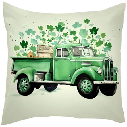TBOUOBT Dekokissenbezüge, Couch-Kissenbezüge, Sofakissenbezüge, St. Patrick's Day, grüner LKW, dekorativer Kissenbezug