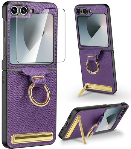 SIXBOX for Samsung Galaxy Z Flip 7 Case Slim with Front Screen Protector & Hinge Protection, Support Wireless Charging, Shockproof Rugged Phone Protective Cover Case for Samsung Flip 7, Light Blue