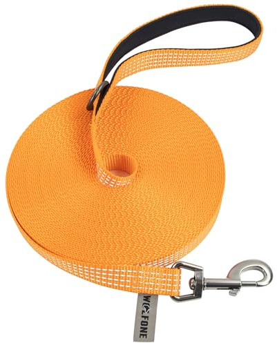 Wolfone Leichte Schleppleine 5m für Hunde,Orange | Reflektierend, Weich gepolsterter Griff, Rückruf-Trainingsleine, Für Outdoor-Übungen