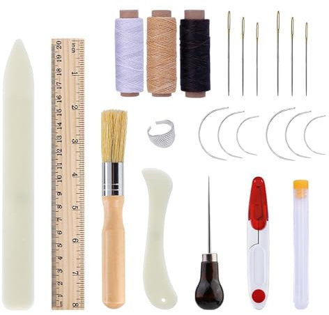 27 Pcs Bookbinding Tools Bookbinding Kits for Beginners Bookbinding Supplies with Paper Awl,Bone Folders,Large-Eye Needles, Waxed Thread,Glue Brush and Ruler for DIY Bookbinding Crafts