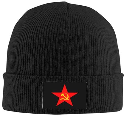HEBUOUI Hammer Sichel Roter Stern Kommunistischer Stern Skullies Mützen Mützen Winter Warme Strickmütze Erwachsene Unisex UDSSR CCCP Kommunismus Mütze Hüte Personalisiertes Freund