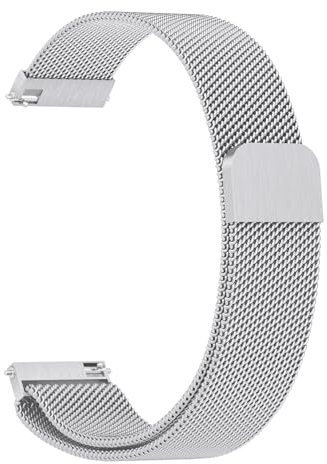 Amzpas Edelstahl Mesh Uhrenarmband 22mm 20mm 19mm 18mm Metall Ersatz Armband Magnetverschluss Smartwatch Schnellverschluss Watch Uhren Ersatzband Für Damen Herren(18mm,Silber)