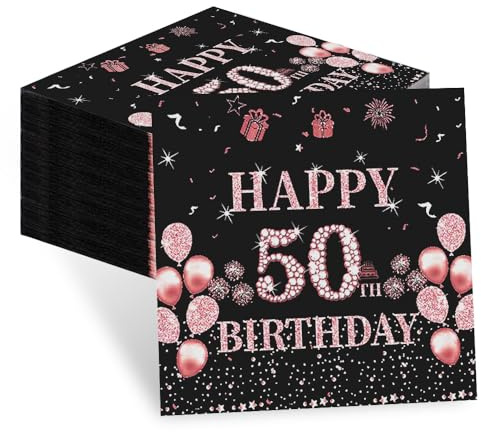 60 Stück Servietten 50. Geburtstag Frau, Deko 50 Geburtstag Frau | 50 Geburtstag Frau Deko, Tischdeko 50 Geburtstag Frau, Geburtstag Servietten für Geburtstagsfeiern