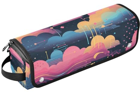 LI ZHI XIN Hair Tools Travel Bag 2 in 1 Hair Dryer Storage Bag with Heat Resistant Mat Organizer Hairdryer Case Storage Bag Curling Iron Storage Cosmetic Box Colorful Cloud Pattern