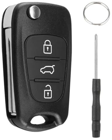 Chaexii Hyundai Schlüsselanhänger für Hyundai i20, i30, i35, iX20, iX35 und Kia Ceed Soul Sportage Venga, 3 Tasten, Schlüsselgehäuse, Zubehör, Schlüsselanhänger + Schraubendreher
