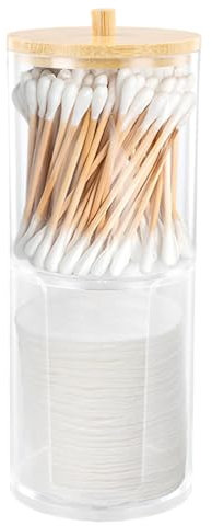 Kuleyng Cotton Pad Holder Dispenser, Clear Acrylic Cotton Pad Organiser with Lid for Bathroom, Makeup, Travel, Qtip and Cotton Swab Storage