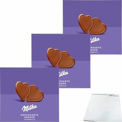 usy Bundle für Milka Hauchzarte Herzen Alpenmilch 3er Pack (3x130g Packung) + usy Block