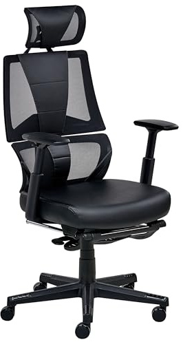 Beliani Traditional Modern Office Chair Faux Leather Swivel Adjustable with Armrests Black Creator