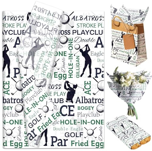 JeVenis Golf Geschenkpapier Sport Dekorationen Golfball Partygeschenke | 50 Blatt Golf Geschenkpapier Dekorationen für Sport Partygeschenke Golfball Themen Geburtstagsgeschenke Geschenktüten für