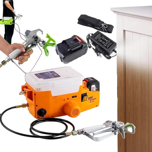 ZMJGLL Handheld Airless Paint Sprayer, High Pressure Cordless Spray Gun for Home Interior and Exterior Painting (Orange)