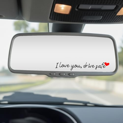 DOPENSPI 10 Stück Drive Safe I Love You Autospiegel Aufkleber, Wasserfester Herz Rückspiegelaufkleber, Autoinnenraum Geschenke Sticker für Fahrer Frauen Männer Ehemann Ehefrau (Schwarz)