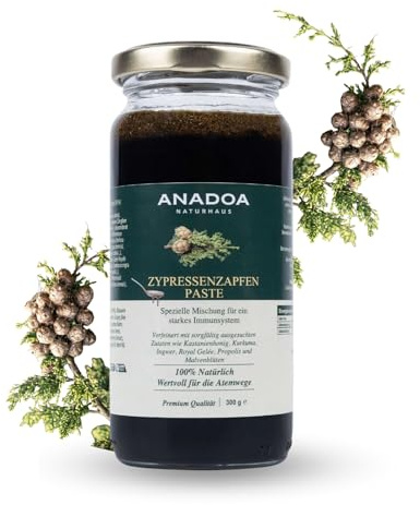 Anadoa Zypressenzapfen Paste 300 g | Tannenzapfen Paste 100 % Naturrein | Pflanzliche Paste für Energie & Immunsystem | Zuckerfrei, Vegan & Ohne Zusatzstoffe