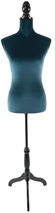 Relaxdays Schneiderpuppe, weiblich, Größe 36/38, höhenverstellbar 130–167 cm, Samt, Holzständer, Nähpuppe, Farbwahl