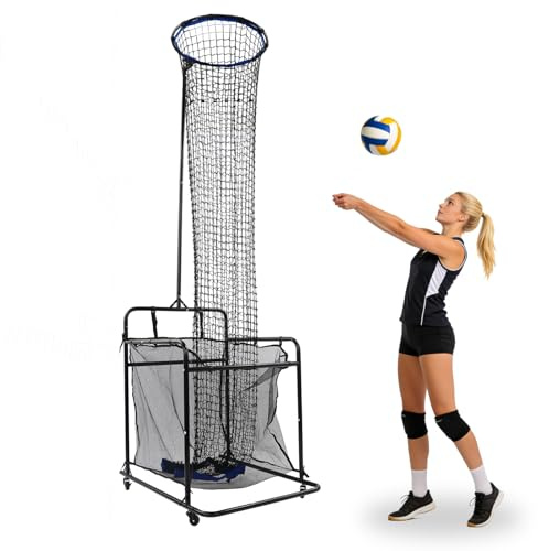 TONFEION Volleyball Setter Trainer Netz, Einstellbare Höhe & Winkel, Volleyball Trainingsgeräte Zubehör, mit Rollen und Auffangtasche, Trainingsnetzsystem für Anfänger, Indoor- & Outdoor-Training