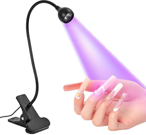Sacolin Schwarz, Mehrzweck-Licht zum Trocknen von Nagelgel, USB-betriebener Nagellack-Trockner, verstellbares Schwanenhals-Design, Clip-On-Schreibtisch-Nagellampe