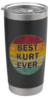 Personalisierter Name Kurt I love Kurt Retro Vintage Stil Doppelwandiger Edelstahl-Thermobecher