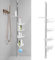 Badezimmer Eckregal, 4 Etagen Edelstahl Dusche Rack Caddy Badezimmer Teleskop Regal Organizer-Einheit Ordentlich Korb mit Haken, Höhe verstellbar 105-310 cm