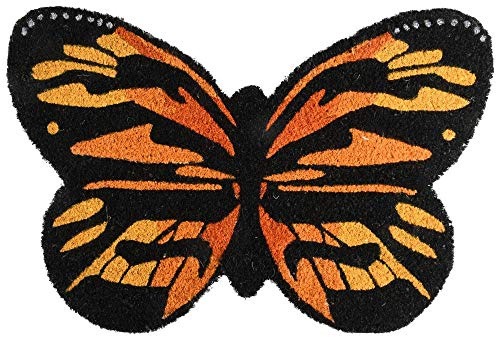 Rivanto® Türmatte aus Kokosfaser, in Schmetterling Form, 60 x 40 x 1,9 cm, Türvorleger, Fußabstreifer, braun