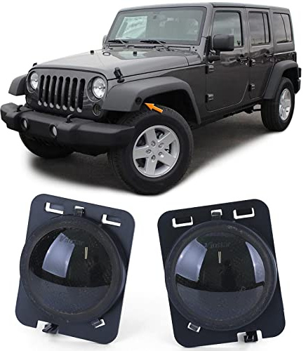 LED Seitenblinker Schwarz Smoke Paar passend für Jeep Wrangler JK 07-17