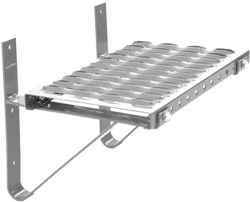 Parotec Dachtritt - Dachtritte für schornsteinfeger - Laufrost Dachtritt - Steigtritt Kaminpodest 80 cm Komplett für Kamin/Wand (RAL 9006 - Silber)