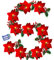 Amzeeniu Weihnachten Rote Blumen Girlande 3M 20 LED Samt Rote Blumen Lichterkette mit Roten Beeren und Stechpalme Blättern Batteriebetrieben,Künstlich Poinsettia Girlande Weihnachten Dekofür Haustür