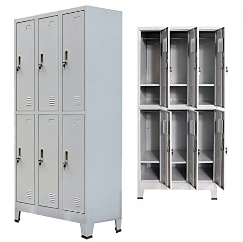 Tidyard Aktenschrank Büroschrank mit 6 Fächern 6 Türen Stahl Schließfachschrank Mehrzweckschrank 90 x 45 x 180 cm