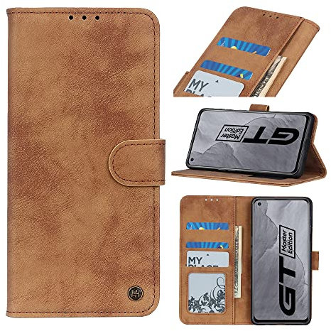 AnnhanT Coque en Cuir pour Realme GT Master - Portefeuille Étui Housse avec Fermeture Magnétique - Marron