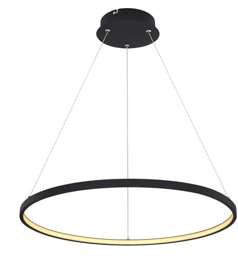 INNOVATE LED Pendelleuchte Ring 60cm | 29W Kreis Hängeleuchte schwarz | Runde Hängelampe Aluminium 3000K warmweiß | Design Esszimmerlampe 1300 Lumen | 1,2m Deckenleuchte Wohnzimmer | Pendellampe