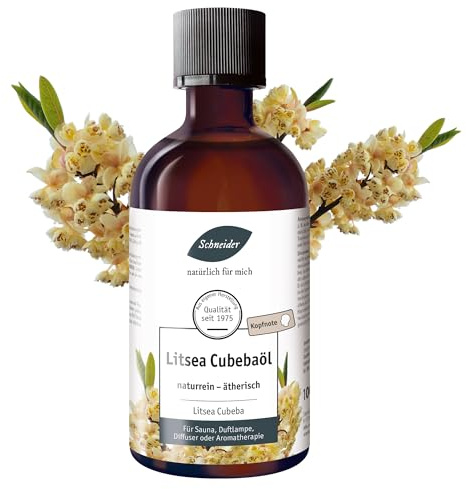 Saunabedarf Schneider Litsea Cubebaöl – ätherische Ölmischung naturrein – 100 ml Inhalt – wohltuender Lufterfrischer