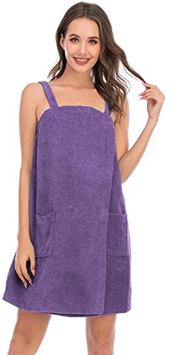 LTLCLZ Paréo de sauna pour femme avec poche - Taille S - XXL - Avec élastique - Serviette de sauna - Longueur genoux, Mauve clair, XXL