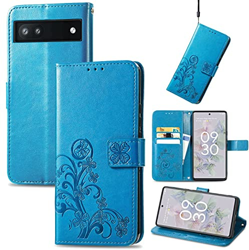 König Design Handyhülle kompatibel mit Google Pixel 6a Schutzhülle Case Cover Kartenfach Blau