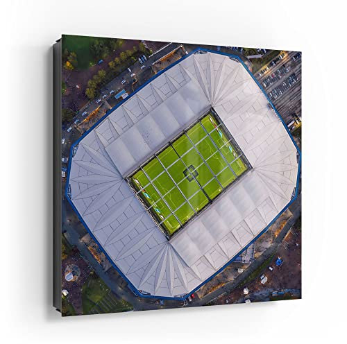 DEQORI Armoire à clés noire - 30 x 30 cm - Motif Veltins Arena Schalke - Verre et métal - Armoire à clés avec 50 crochets + 2 aimants - Boîte moderne magnétique et inscriptible