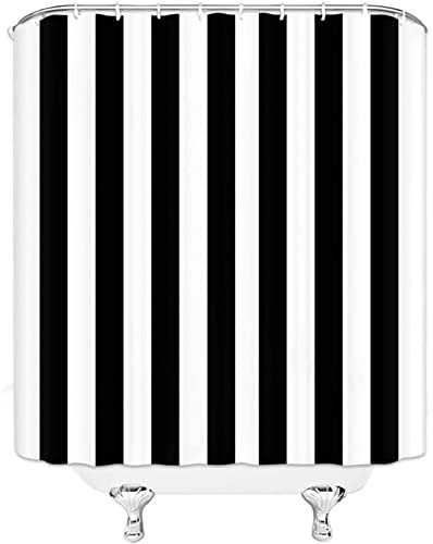 NODATE Duschvorhang 120x200 cm Streifen Shower Curtains Streifen 3D Duschvorhang Antischimmel Schwarz Und Weiß Wasserdicht Textil Waschbar Duschvorhänge für Badezimmer Badewannen