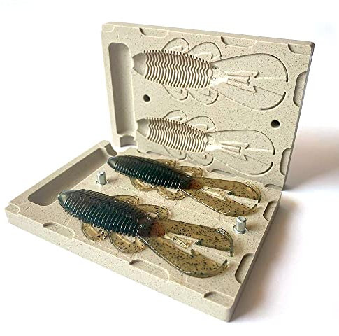 Smedioks Hochwertige, weiche Kunststoff-Form, Köderherstellung, Spritzgussformen, Angelköder, 2 Mulden, Googan Bandito Bug 10,2 cm