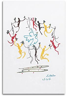 JAHER Pablo Picasso Gemälde – (Tanz der Jugend) Wandbild Poster Gemälde auf Leinwand Wandkunst Scrollen Bild Druck Wohnzimmer Wanddekoration Häuser 20 x 30 cm