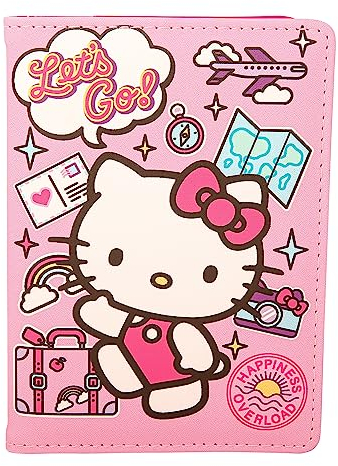Hello Kitty Porte-passeport ou étui à passeport avec étiquette de bagage, accessoires licence officielle, multicolore, Étui pour passeport