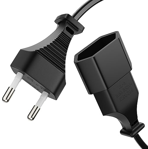 conecto Stromkabel Netzkabel Verlängerungskabel, 5,0m, Flachstecker Eurostecker Typ C Netzstecker auf Euro Buchse, Netzkabel Strom Verlängerung für Haushaltsgeräte, TV, Spielekonsole, Schwarz